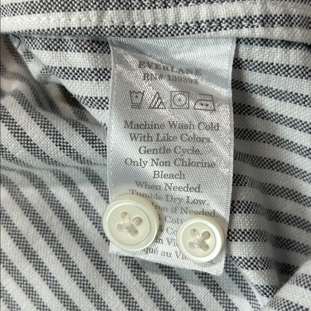 Everlane Uniform Gray White Striped Button Down Slim Fit Oxford Shirt Medium - Picture 7 of 9